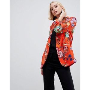Blood Orange Colorful Floral Blazer